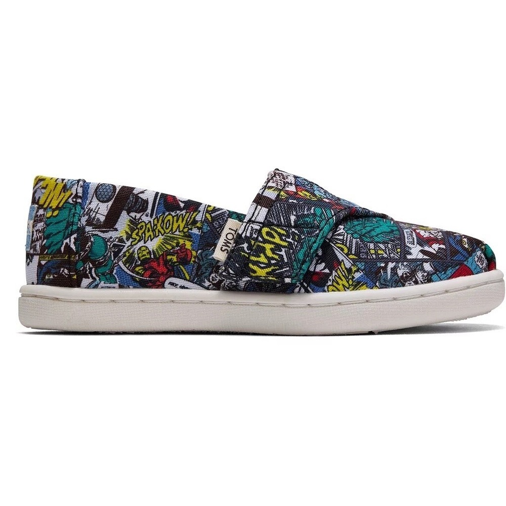 TOMS x Marvel Disneys 9.5 Alpargata Slip‎ On Shoes Comic Book Print Canvas Flats